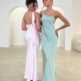Carmel One-Shoulder Sash Maxi Dress Blush
