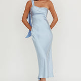 Carmel One-Shoulder Sash Maxi Dress Baby Blue