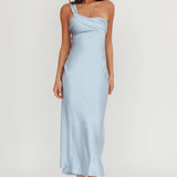 Carmel One-Shoulder Sash Maxi Dress Baby Blue