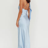 Carmel One-Shoulder Sash Maxi Dress Baby Blue