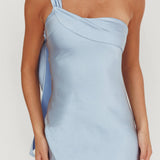 Carmel One-Shoulder Sash Maxi Dress Baby Blue