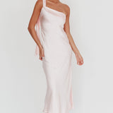 Carmel One-Shoulder Sash Maxi Dress Blush