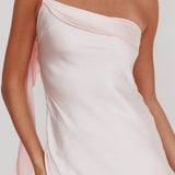 Carmel One-Shoulder Sash Maxi Dress Blush