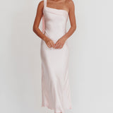 Carmel One-Shoulder Sash Maxi Dress Blush