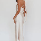 Carmel One-Shoulder Sash Maxi Dress Champagne