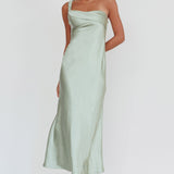 Carmel One-Shoulder Sash Maxi Dress Sage