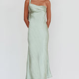 Carmel One-Shoulder Sash Maxi Dress Sage