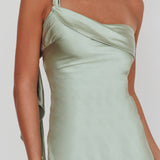 Carmel One-Shoulder Sash Maxi Dress Sage