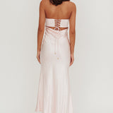 Moon Song Strapless Laced Back Dress Blush