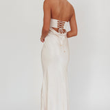 Moon Song Strapless Laced Back Dress Champagne