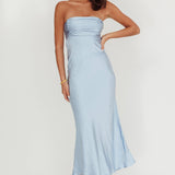 Moon Song Strapless Laced Back Dress Midnight Blue