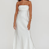 Moon Song Strapless Laced Back Dress Off White