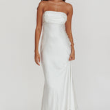 Moon Song Strapless Laced Back Dress Off White