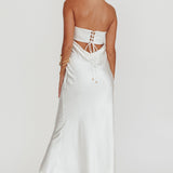 Moon Song Strapless Laced Back Dress Off White