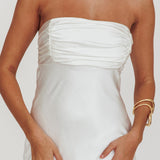 Moon Song Strapless Laced Back Dress Off White