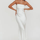 Moon Song Strapless Laced Back Dress Off White