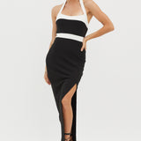 Canary Islands Halterneck Midi Dress Black