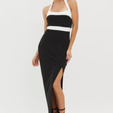 Canary Islands Halterneck Midi Dress Black