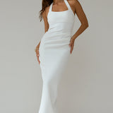 Fire Of Stars Halterneck Bodycon Maxi Dress White