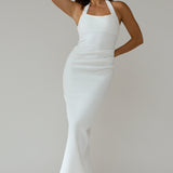 Fire Of Stars Halterneck Bodycon Maxi Dress White