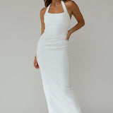 Fire Of Stars Halterneck Bodycon Maxi Dress White
