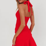 Fire Of Stars Halterneck Mini Dress Red