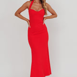 Fire Of Stars Halterneck Maxi Dress Red