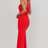 Fire Of Stars Halterneck Maxi Dress Red