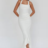 Fire Of Stars Halterneck Midi Dress White