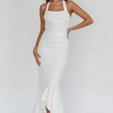 Fire Of Stars Halterneck Midi Dress White