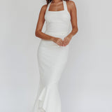 Fire Of Stars Halterneck Midi Dress White