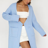 On Point Pocket Cardigan Blue