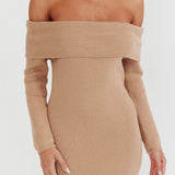 Winter Wonder Off-Shoulder Knit Maxi Dress Mocha