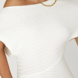 Kaelyn Asymmetric Neck Knit Maxi Dress White