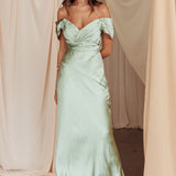 Katrina Off Shoulder Maxi Dress Pistachio