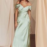 Katrina Off Shoulder Maxi Dress Pistachio