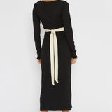 So Emotional Long Sleeve Cut-Out Knit Dress Black