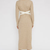 So Emotional Long Sleeve Cut-Out Knit Dress Oat