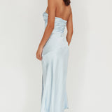 Blaise Asymmetric Neckline Maxi Dress Blue