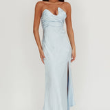 Blaise Asymmetric Neckline Maxi Dress Blue