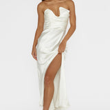 Blaise Asymmetric Neckline Maxi Dress Pearl