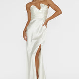 Blaise Asymmetric Neckline Maxi Dress Pearl
