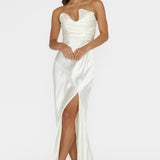 Blaise Asymmetric Neckline Maxi Dress Pearl