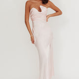 Blaise Asymmetric Neckline Maxi Dress Pink