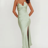 Blaise Asymmetric Neckline Maxi Dress Sage