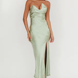 Blaise Asymmetric Neckline Maxi Dress Sage