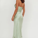 Blaise Asymmetric Neckline Maxi Dress Sage