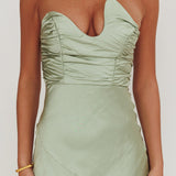 Blaise Asymmetric Neckline Maxi Dress Sage