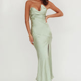 Blaise Asymmetric Neckline Maxi Dress Sage