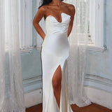 Blaise Asymmetric Neckline Maxi Dress Pearl